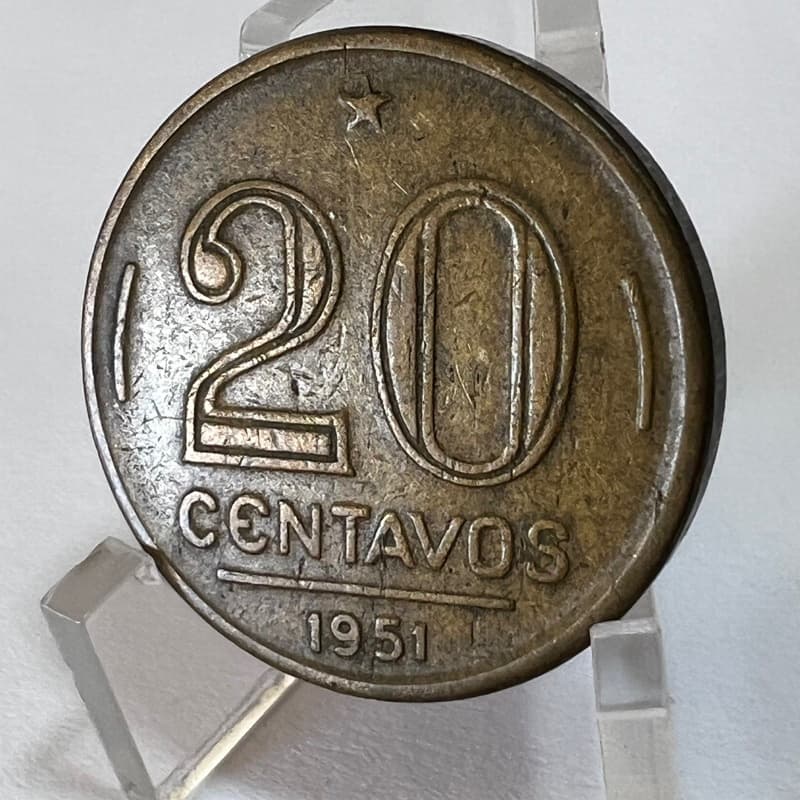 20 Centavos 1951 Moeda Rui Barbosa Bronze Alumínio