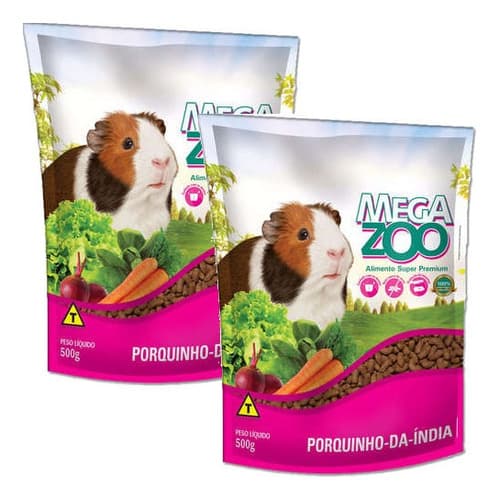 Kit 2 Ração Megazoo para Porquinho da Índia Adulto - 500 g