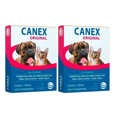 Kit 2 Canex Original Ceva Vermífugo Oral para Cães e Gatos - 4 Comprimidos