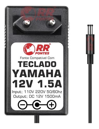 Fonte Carregador 12v 1,5a Para Teclado Yamaha Psr-230 Psr230