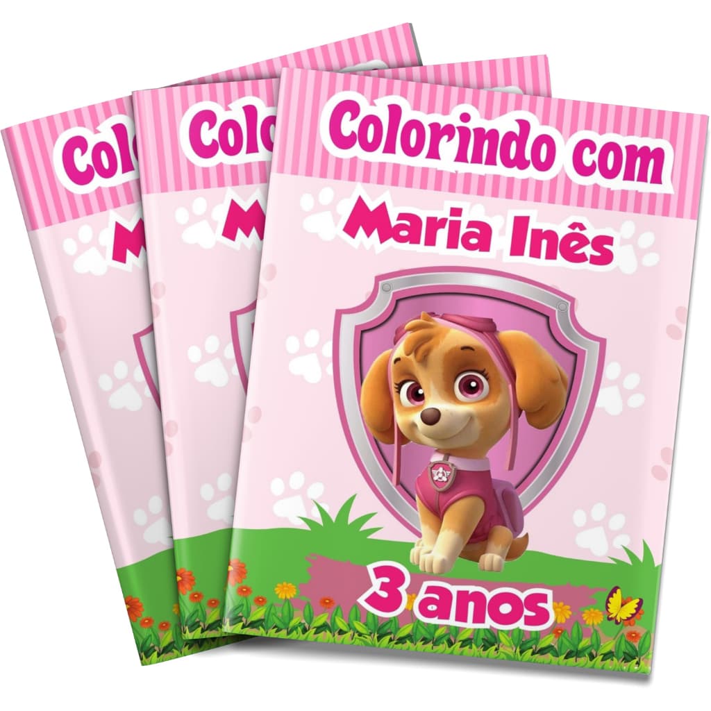 Livro de colorir Skye Patrulha Canina Lembrancinha personalizada