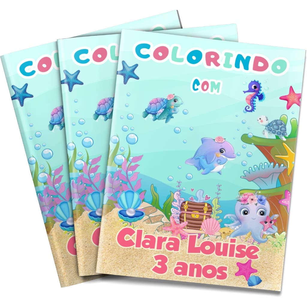 Livro de Colorir Fundo do Mar Lembrancinha personalizada