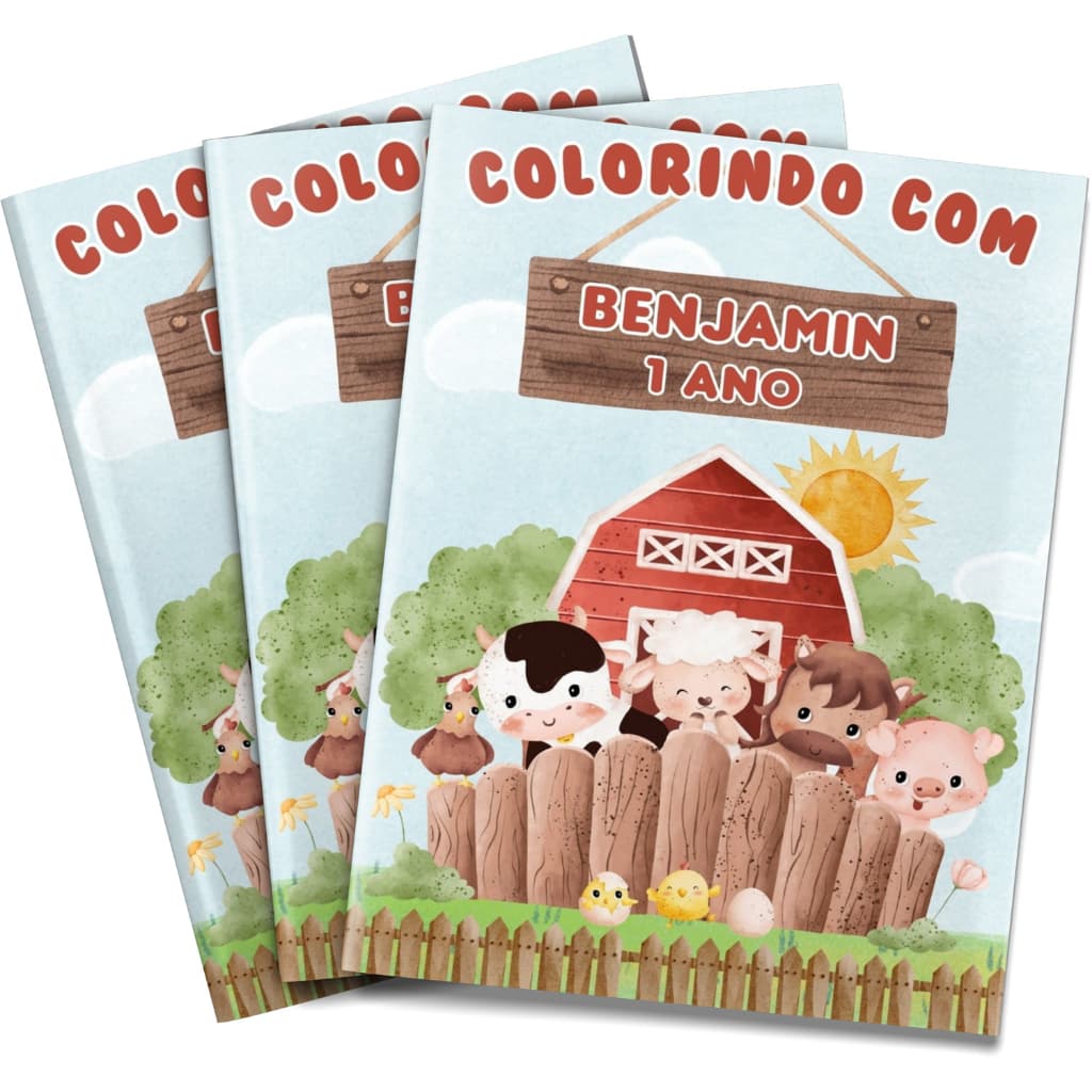 Livro de colorir Fazendinha Aquarela Lembrancinha personalizada