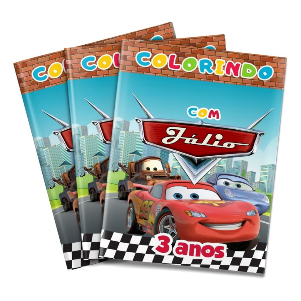 Livro de colorir Relâmpago Mcqueen lembrancinha personalizada