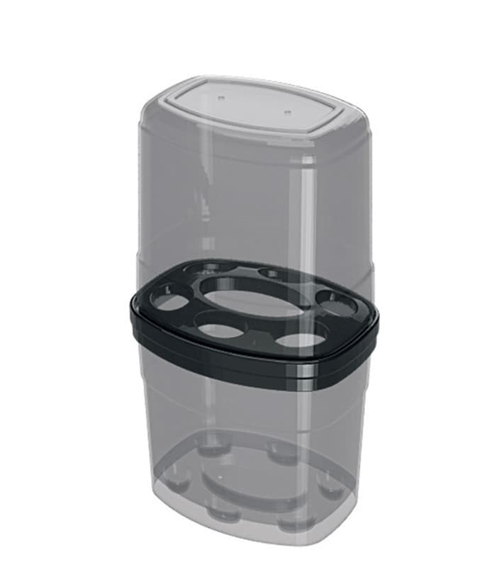 Porta Escova com Tampa Fume 8,9 x 11,5 x 20,2 cm Para Banheiro Organize e Proteja Escovas de Dentes