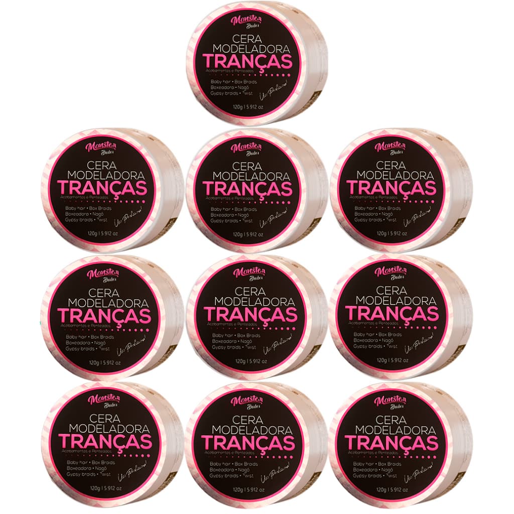 10 cera Modeladora Tranças Incolor Cabelo Box Braid Baby Hair Nagô Boxeadora Baby Hair low Poo 120gr monster