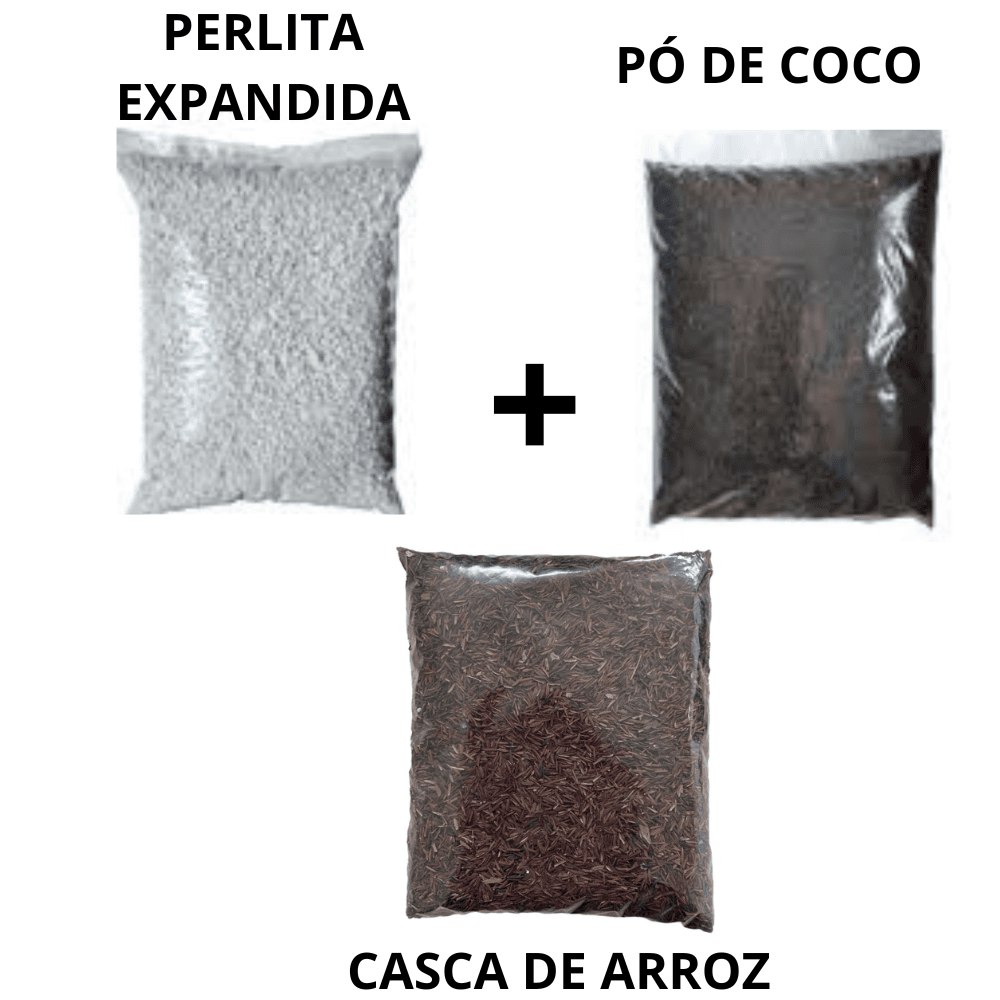 Casca de Arroz + Perlita + Pó de Coco 5L Cada | Orquideas Sucelentas Jiboia Costela-de-Adão Monstera