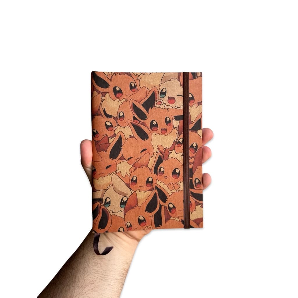 Sketchbook Caderno Desenho Pokémon Eevee com Elástico e Marca Página Aquarela