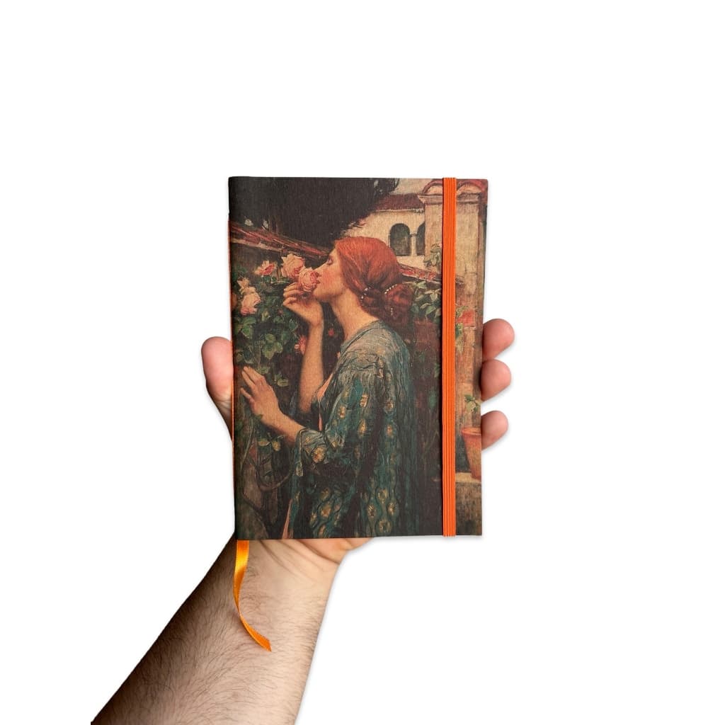 Sketchbook Caderno Pintura A Alma da Rosa de John Waterhouse com Elástico e Marca Página Aquarela