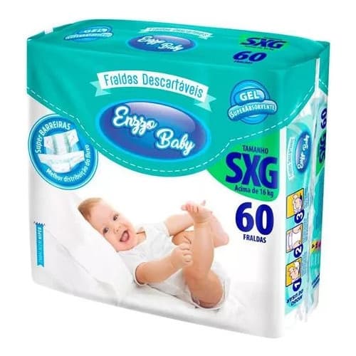 Fralda Infantil Enzzo Baby SXG Com 60 Unidades