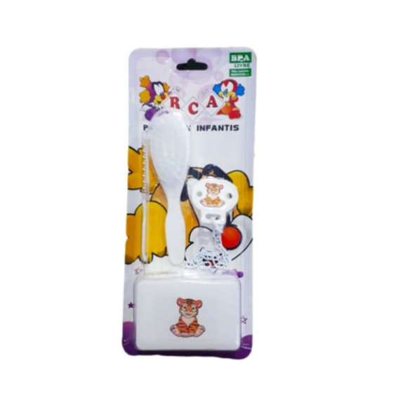 Kit Pente/Escova/Saboneteira/Prend Chupeta Rca 4 Peças