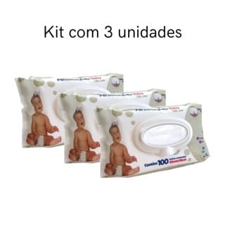 Kit C/3 Lenços Umidecidos Personalidade Total Care Bebe 100 Toalhinhas Cada