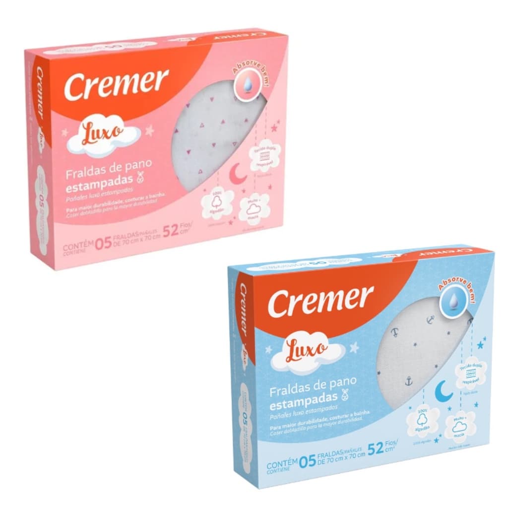 Fralda De Pano Cremer Luxo Estampada C/5 Unidades - 70x70