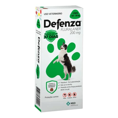 Defenza Antipulgas E Carrapatos Msd Cães 10 A 20 Kg Cor Verde