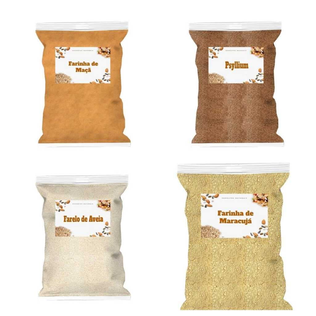 Kit Psyllium, Fibra de Maçã, Farinha de Maracujá e Farelo de Aveia