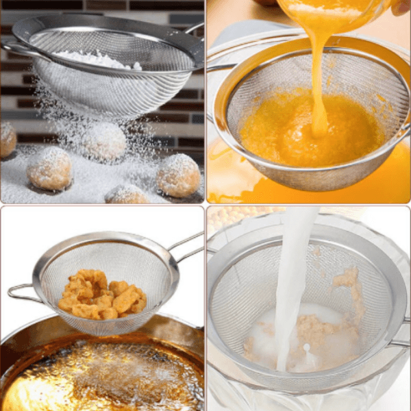 6 Pcs Peneira Coador Em Aço Inox Multiuso Universal Vários Tamanhos Disponíveis Peneira Inox Para Cozinha Pratos