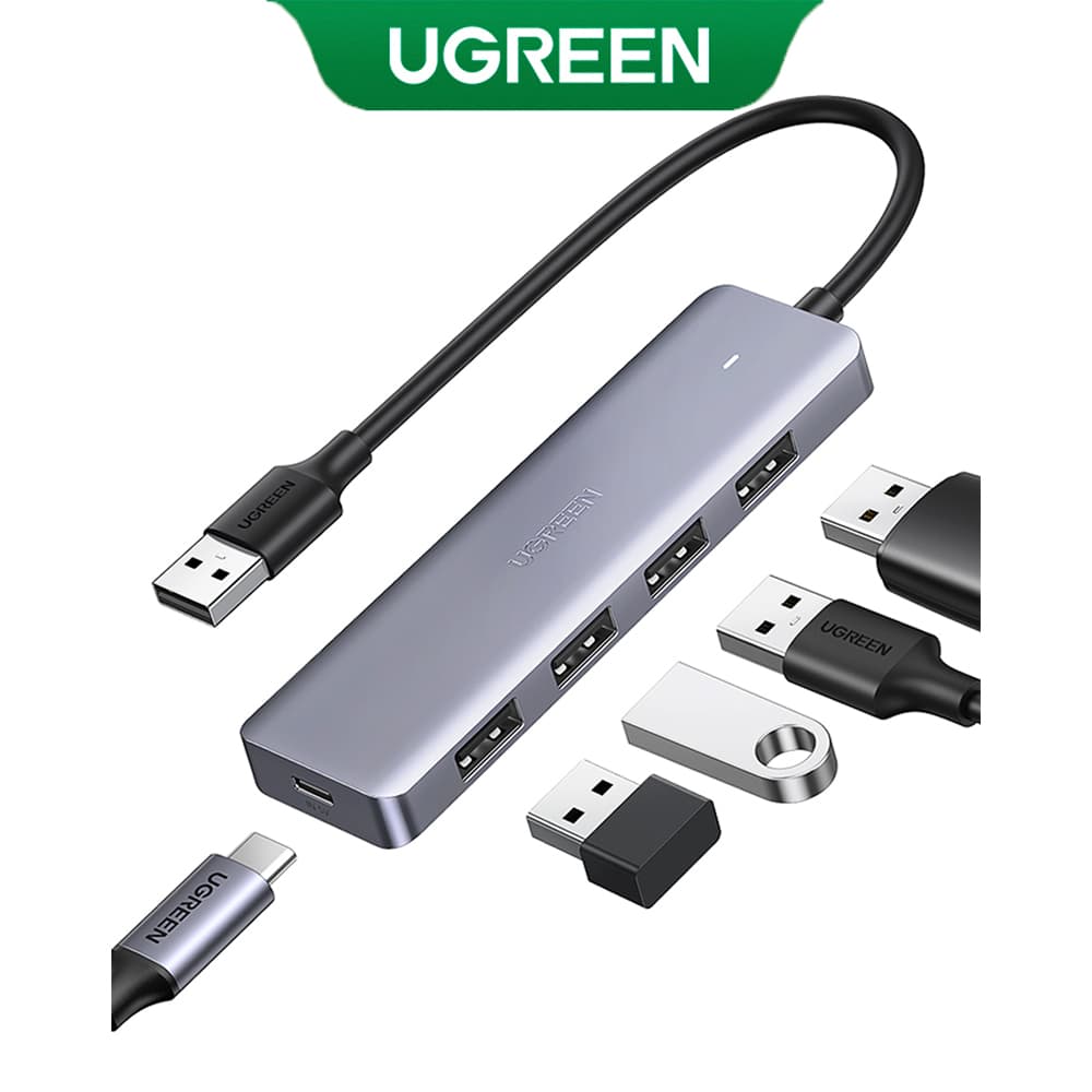 Ugreen Hub Adaptador 4 em 1 para Usb A Preto/Cinza