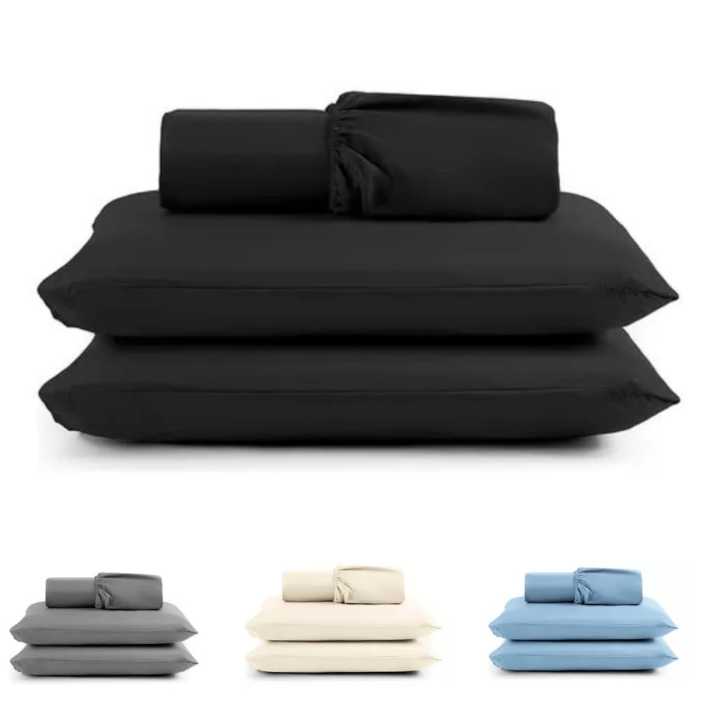 Jogo de Lençol Microfibra 100% Poliéster Cama Solteiro Casal Queen Fronha Kit de Quarto