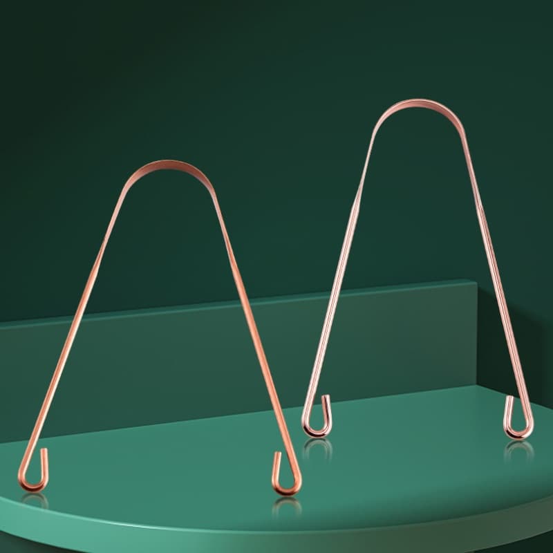 2 Kit Para Raspagem Lingual Higiene Saúde Bucal Raspador Língua 100% Cobre Puro Higienizador