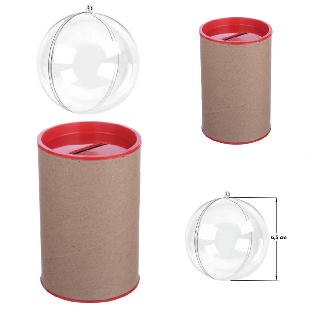 Kit 100 Cofrinhos 10x6 e 100 Esferas Bolinha Acrilica 6,5 cm - Lembrancinhas de luxo duplo para festas