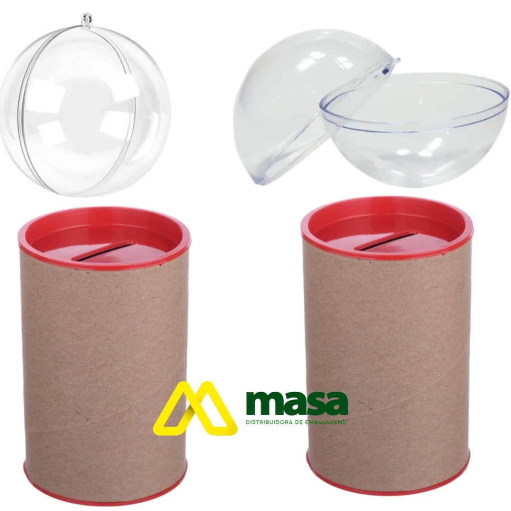 Kit 10 Cofrinhos 10x6 - 10 Esferas Bola Acrilica 6,5 cm -Festa Luxo Cofre Duplo bolinha Lembrancinha