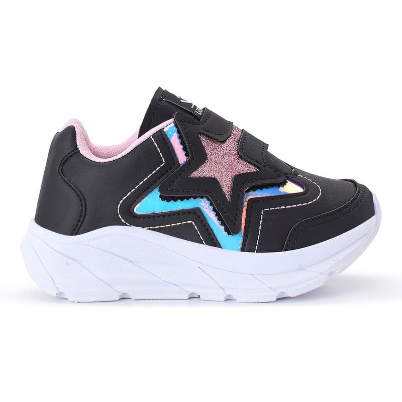 Tenis Casual Infantil Meninas Estrela Glitter Calce Facil
