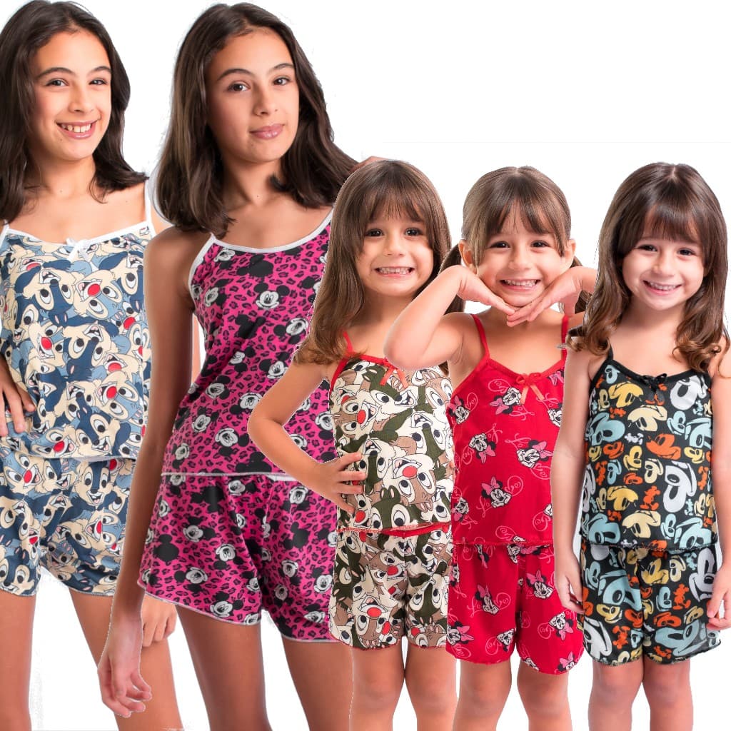 Kit Conjuntos Pijama Infantil Baby Doll Short Doll Sem Bojo Menina Criança Conjunto Pijamas Variados