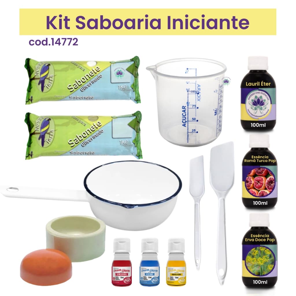 Kit Saboaria Iniciante Completo Para Fabricação De Sabonetes Glicerinado Base Nossa Terra Essências
