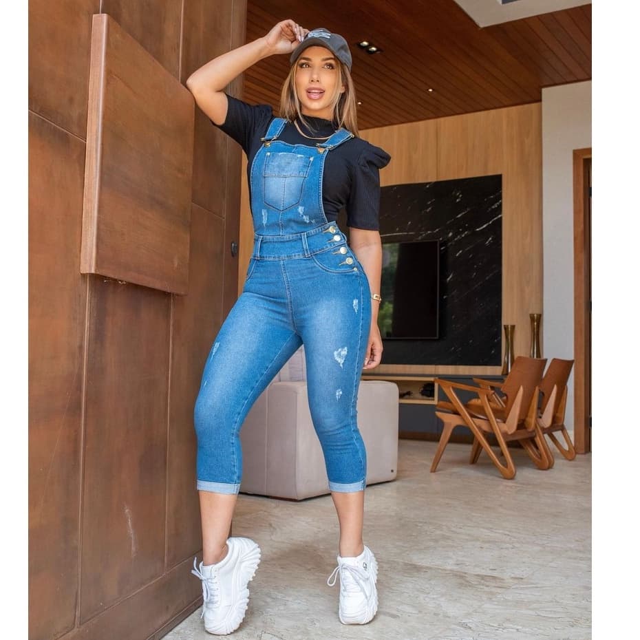 Jardineira Jeans 34 ao 42 Macacão Feminino Promoção