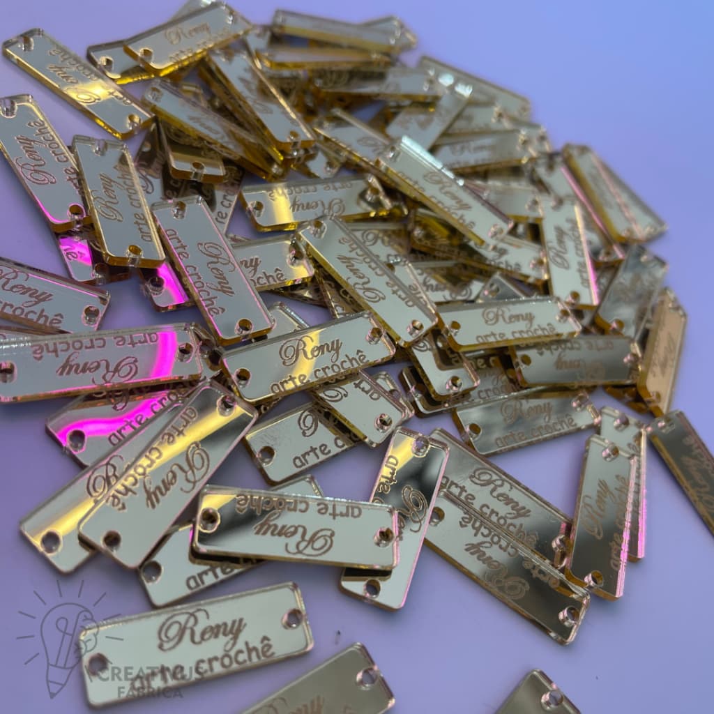 KIT COM 70 Etiquetas Personalizadas Acrilico Espelhado 3X1