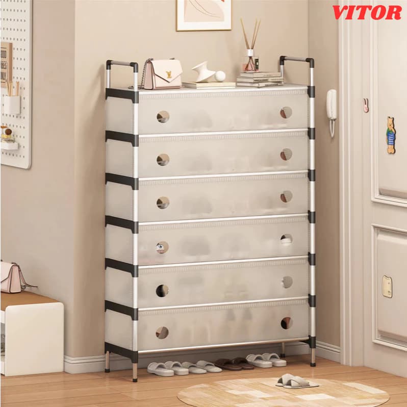 Sapateira Vertical Inox Multiuso Calçados 5/6/7 Andares Organizador Armário de Sapato VITOR