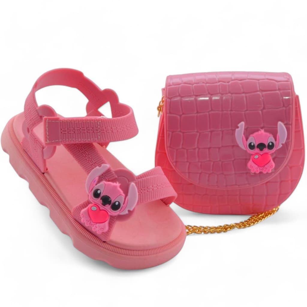 Sandália Baby Feminina + Bolsa Infantil Kit Confortável e Barato