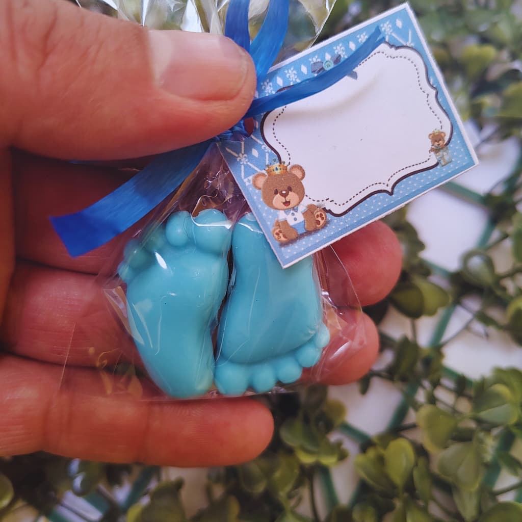 100 Mini Pezinhos de Sabonete Perfumado para Lembrancinhas de Chá de Bebê Safari 50 pares