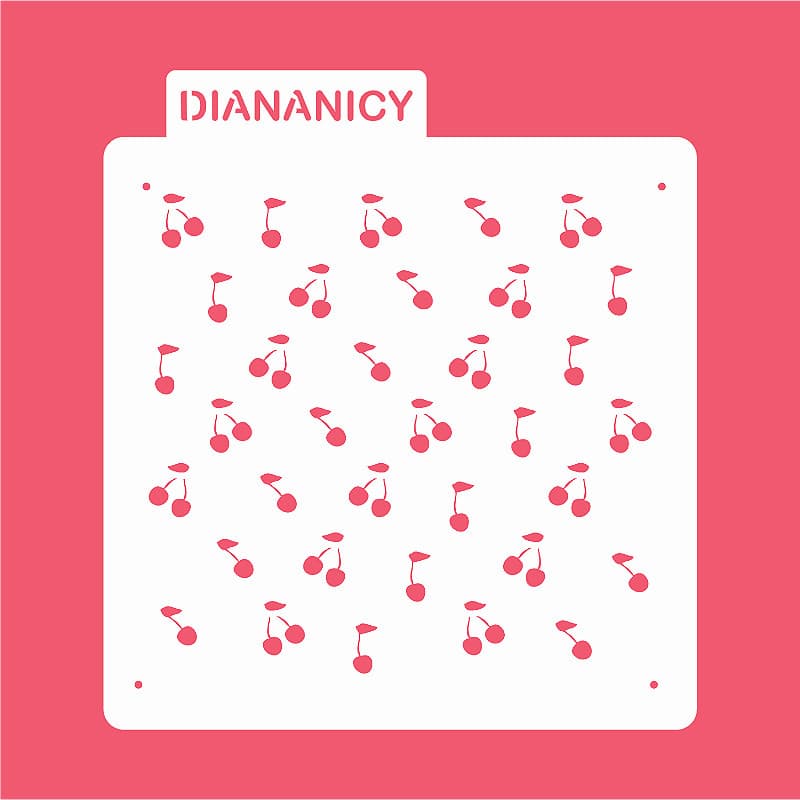 Estêncil Diananicy Nº 433 - Stencil Cereja Cerejinha Confeitaria Pasta Biscoito