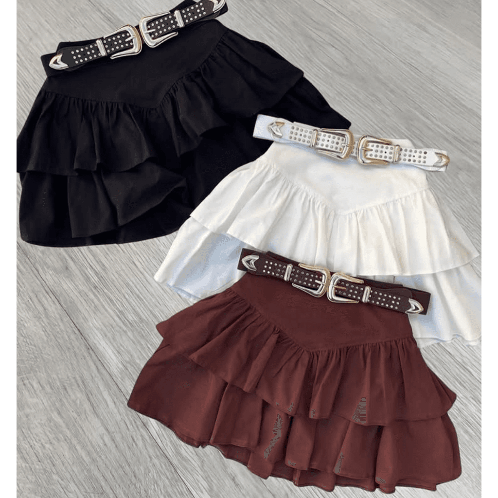 Saia cintura alta feminina alfaiataria Plissada look São João lançamento inverno 2026 promoção