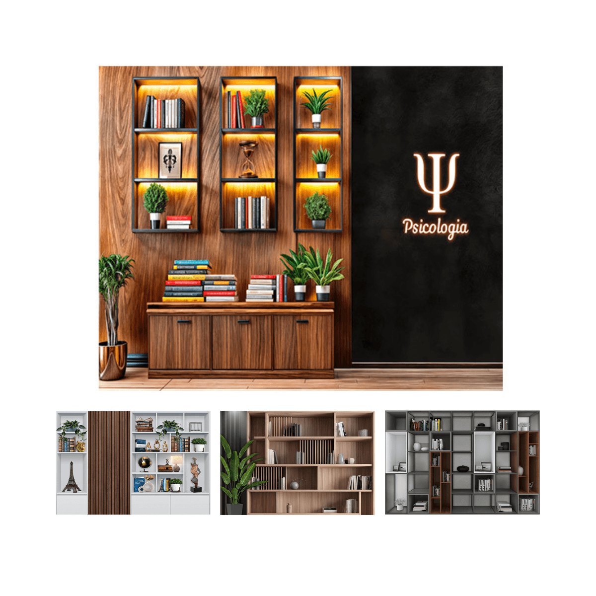 Fundo Fotográfico Horizontal Tecido Sublimado 3D Cenário Escritório 2,20x1,50 Lives e Podcast