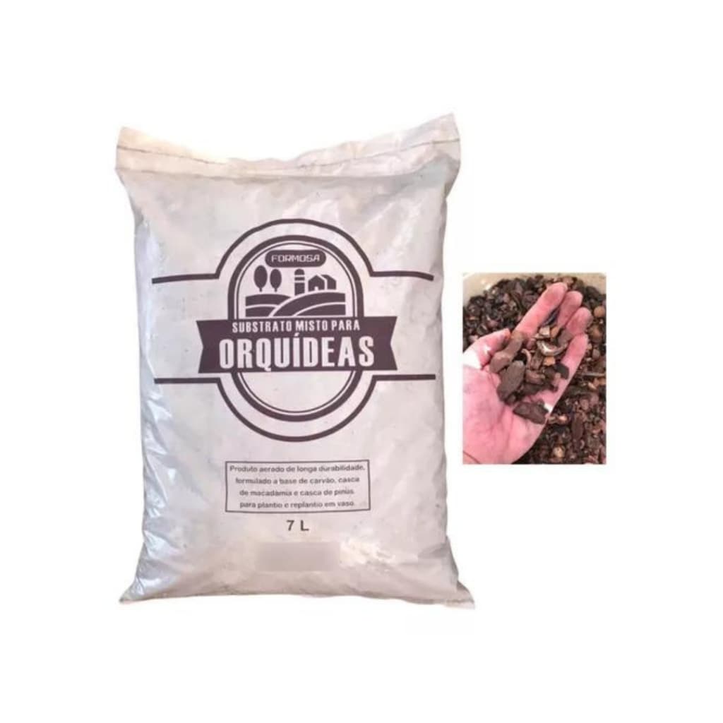 1kg - 2L Substrato Para Orquídeas 2l Casca De Macadamia Carvao Pinus