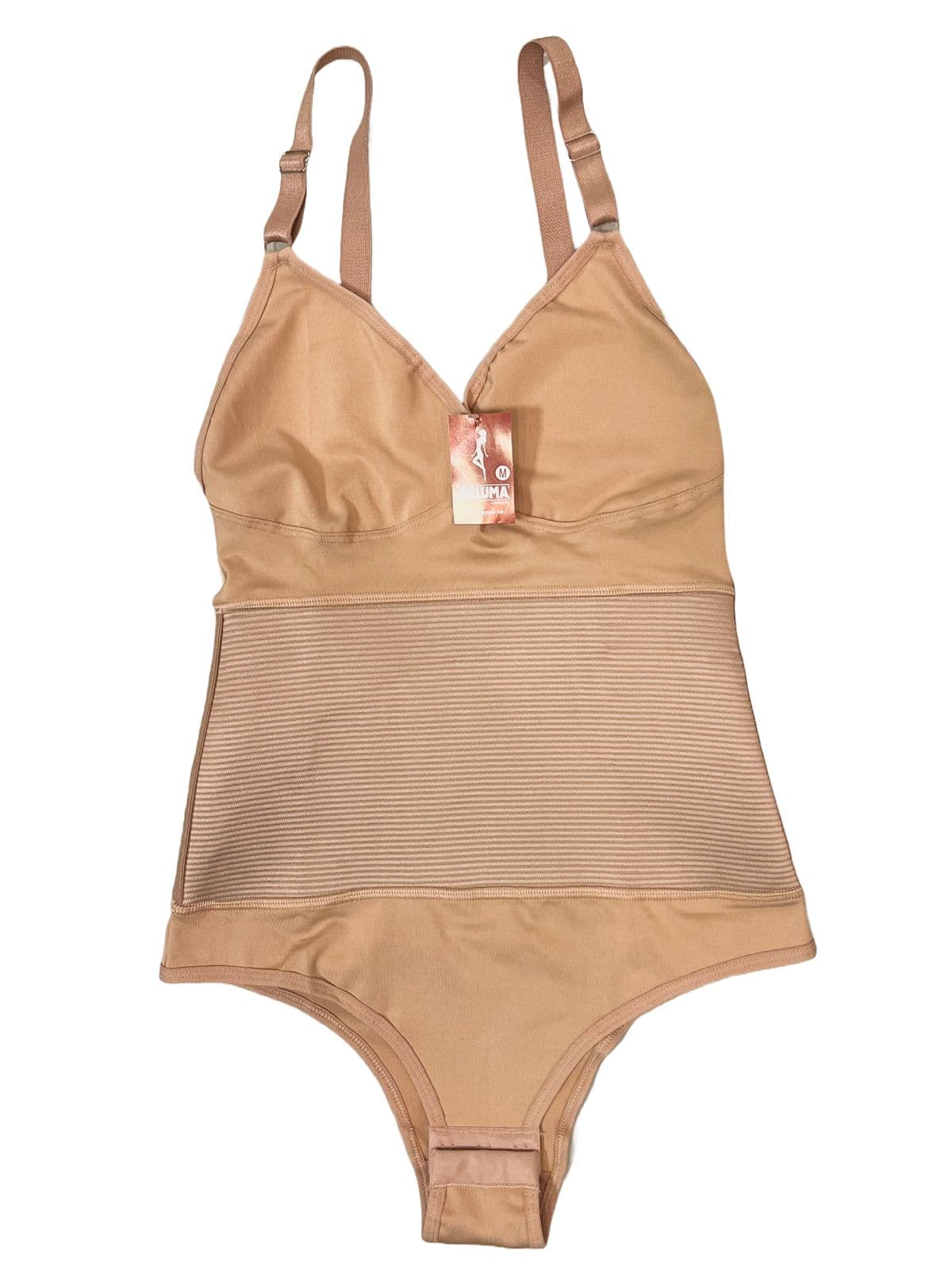 Body Modelador Redutor de medidas com Faixa elástica e Sem Bojo de Alta Compressão Suplex Alça Reforçada