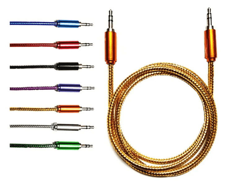 Kit 05 Cabo Auxiliar P2/P2 Colorido 1.2m