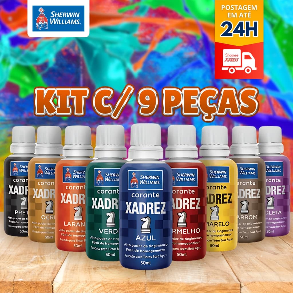 Kit Corante Líquido  Xadrez Todas as Cores 9 peças - 50ml - SHERWIN WILLIAMS