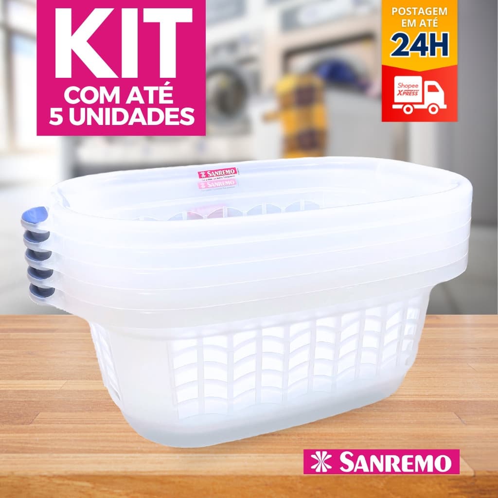 Cestos de Roupas Telado Angular Gigante 65x42x24 32 Litros Sanremo KITS