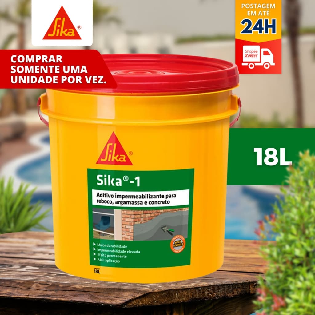 Aditivo Impermeabiliza Argamassa E Concreto Sika-1 Balde 18l