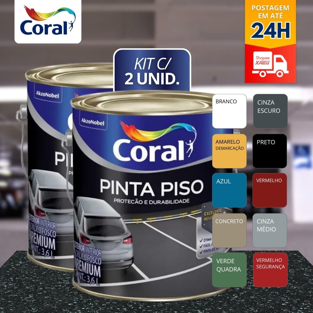Tinta Pinta Piso 3,6 Litros Premium Coral Escolha Cor Kit 1 e 2
