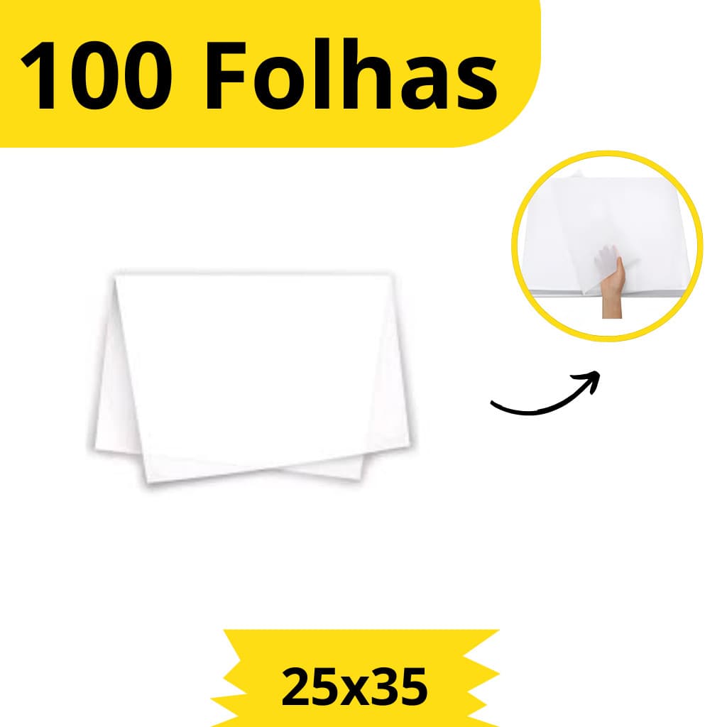 Papel Seda Branco 25x35 - 100 Folhas, Promoção, Embrulho, Presente