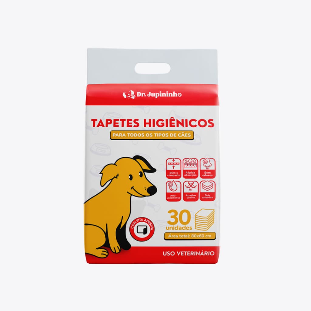 Tapete Higiênico Para Cães 80x60cm 30 Unidades - Dr. Jupininho