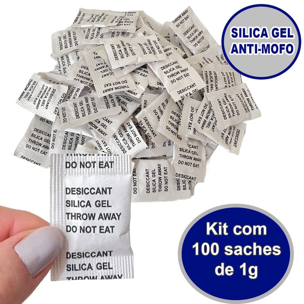 Kit 100 Saches 1g Silica Gel Anti Mofo Desumidificador Tira umidade
