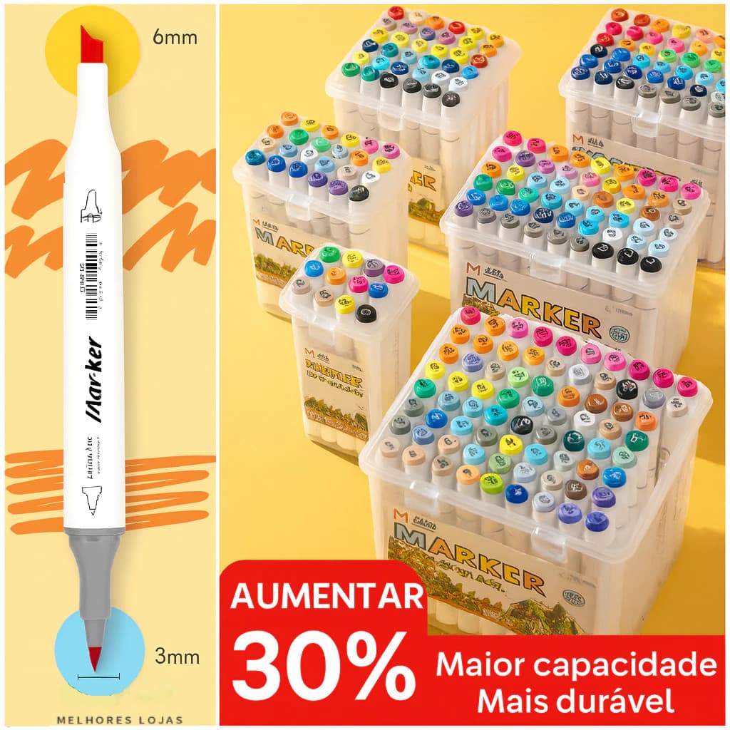 Marcadores Artísticos de Ponta Dupla Branca – 12/24/36/48/60 Cores