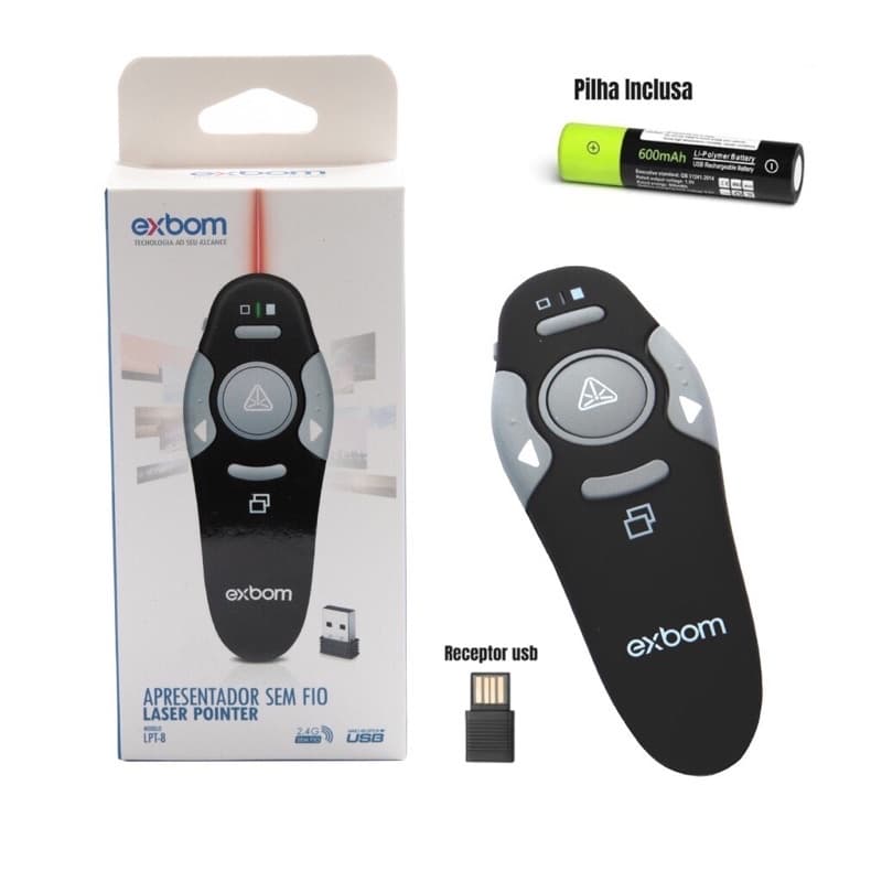 Passador De Slide Apresentador Multimídia Powerpoint Curso Aula Palestra Congresso Exbom Original