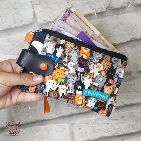 Carteira Porta celular - gatinhos meow power