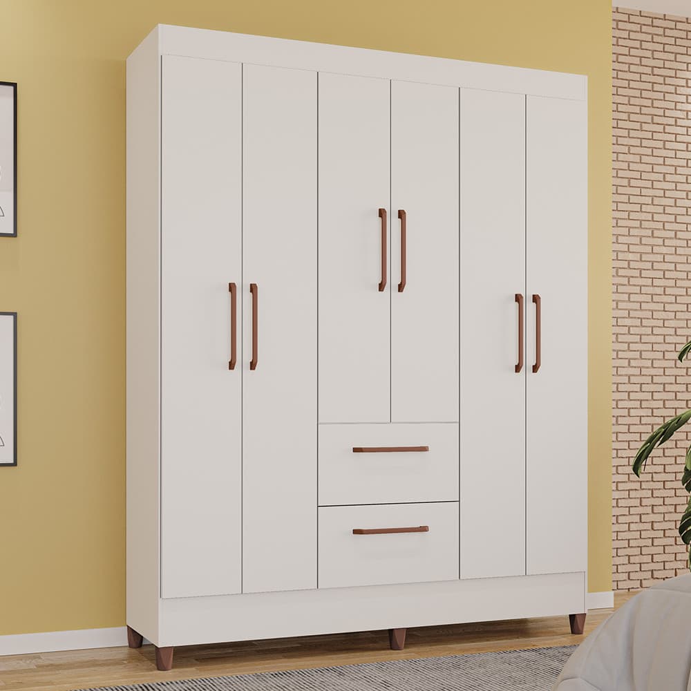 Guarda-Roupas Brilho 100% MDF 6 Portas 2 Gavetas